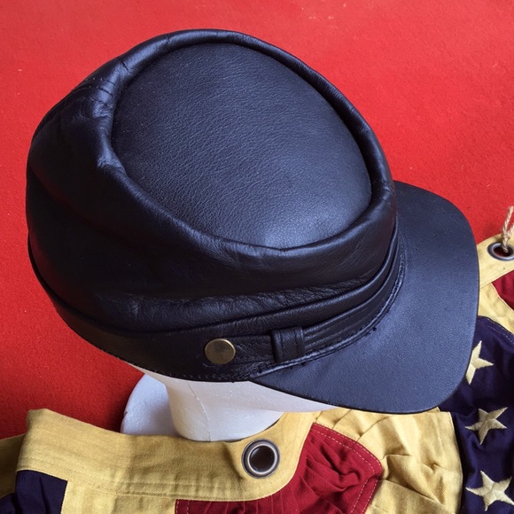 Leather Kepi Hat Military Leather 